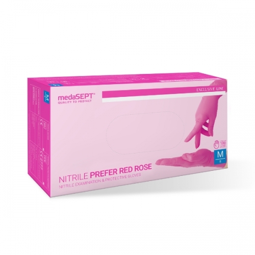 RĘKAWICZKI NITRYLOWE MEDASEPT RED ROSE S - 100 sztuk